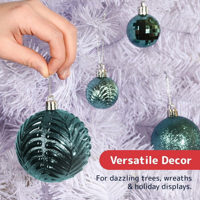Prextex 36-Pieces Christmas Ornaments Set - Shatterproof, Festive Olive Green Christmas Tree Balls Decorations in 3 Sizes and 6 Styles with Hanging Loops for Tree, Wreath, Dazzling Holiday Party Decor - Image 4